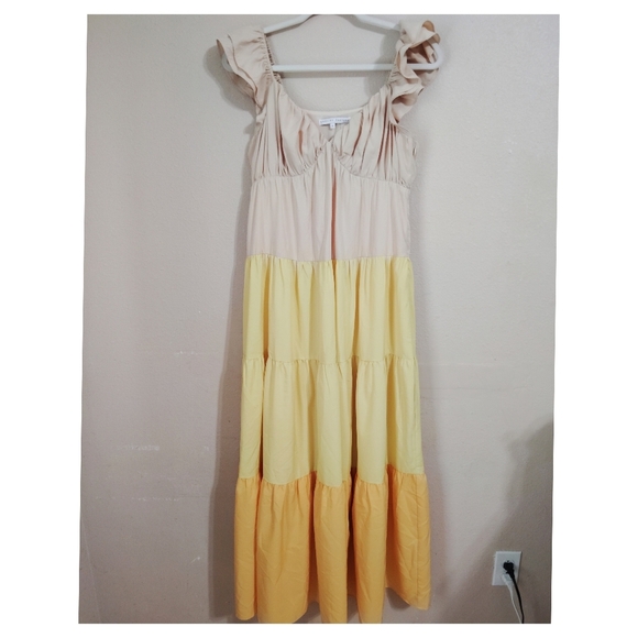 English Factory Sweet Heart Color Block Maxi Dress Size Small - Picture 2 of 5